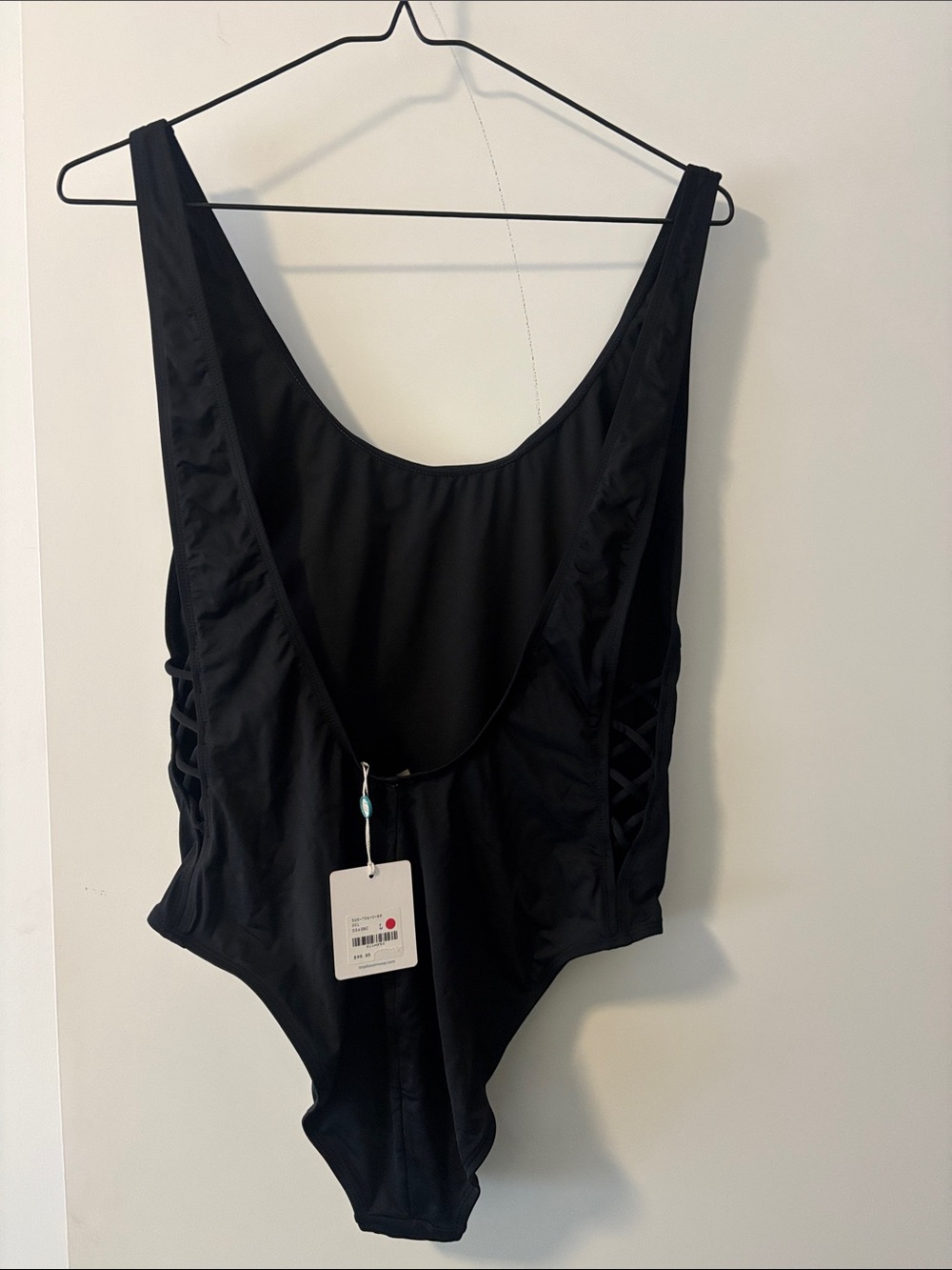 Black One-Piece Swimsuit with Side Cut Out/ Lattice